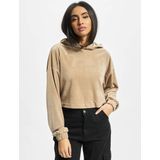 Urban Classics - Velvet Oversized Crop Hoodie - Beige