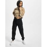Urban Classics - Velvet Oversized Crop Hoodie - Beige