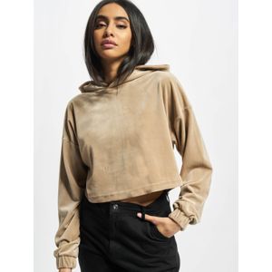 Urban Classics - Velvet Oversized Crop Hoodie - Beige