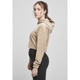 Urban Classics - Velvet Oversized Crop Hoodie - Beige