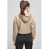Urban Classics - Velvet Oversized Crop Hoodie - Beige