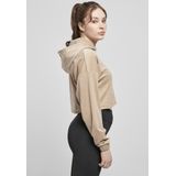 Urban Classics - Velvet Oversized Crop Hoodie - Beige