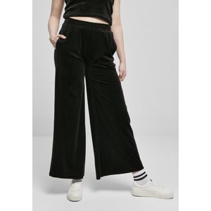 Urban Classics - High Waist Straight Velvet Dames joggingbroek - Zwart