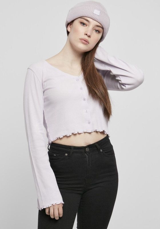 Urban Classics - Cropped Rib Cardigan - Paars