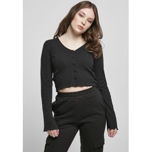Urban Classics Ladies Cropped Rib Cardigan Cardigan zwart