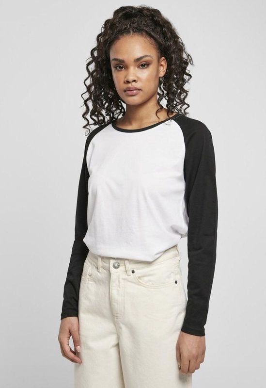 Urban Classics - Contrast Raglan Longsleeve top - Wit Zwart