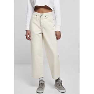 Urban Classics - High Waist Wide Been Cropped - Jeans - Witzand - Van Katoen, Losse Pasvorm