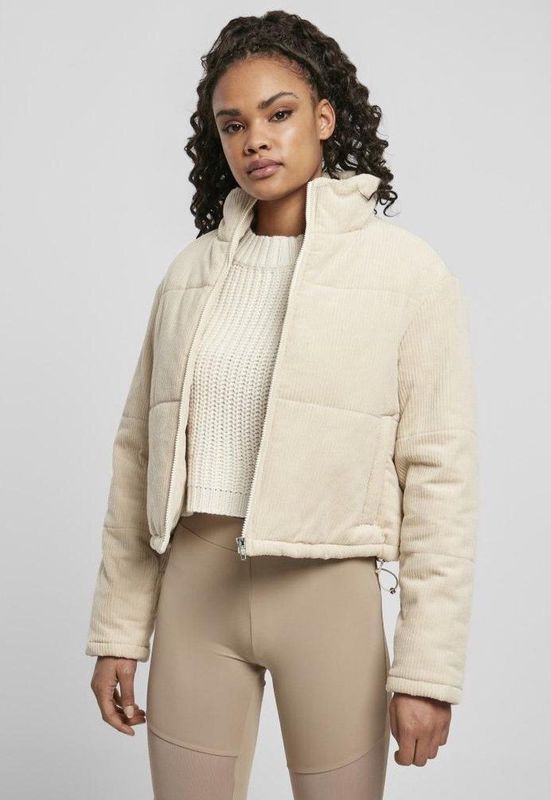 Urban Classics - Dames Winterjas - Witzand - Corduroy Puffer Jack - Korte Snit