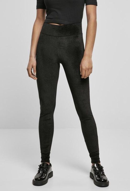 Urban Classics - High Waist Velvet Legging - Zwart