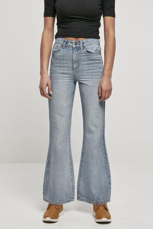 Urban Classics - High Wasit Flared Denim Flared broek Blauw