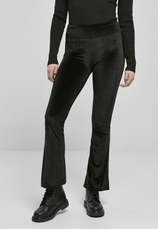 Urban Classics - High Waist Velvet Boot Cut Legging - Zwart
