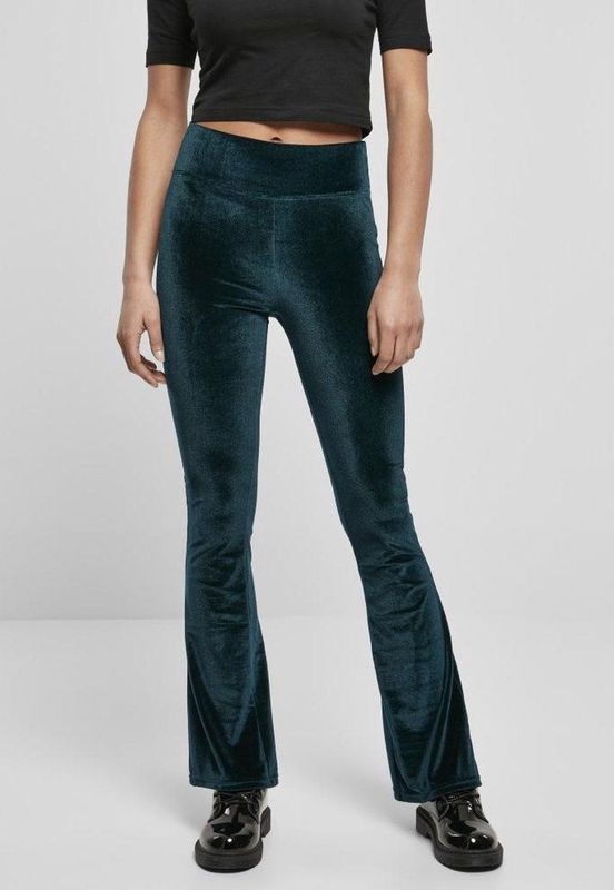 Urban Classics - High Waist Velvet Boot Cut Legging - Blauw