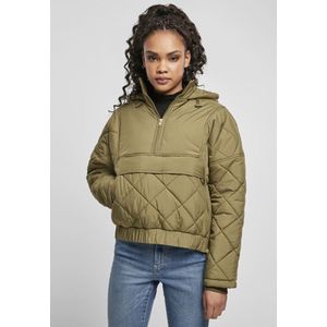 Urban Classics - Oversized Diamond Quilted Pullover Jas - M - Groen