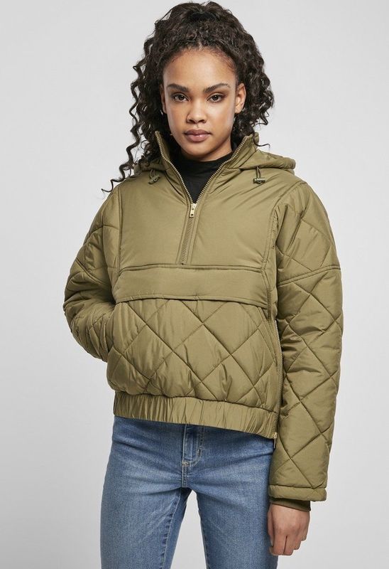 Urban Classics - Oversized Diamond Quilted - Pullover Jas - Groen