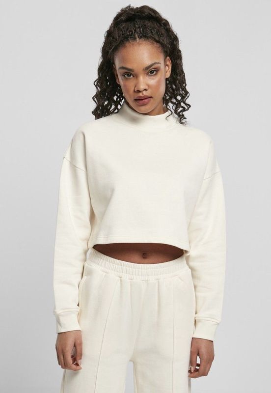 Urban Classics - Oversized High Neck Crew Crop Sweater/Trui - Creme