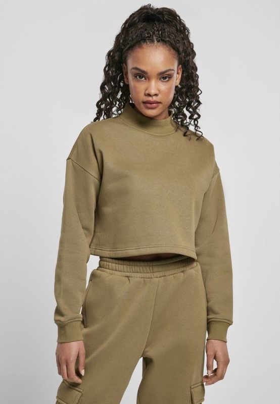 Urban Classics - Oversized High Neck Crew Crop Sweater/Trui - Groen