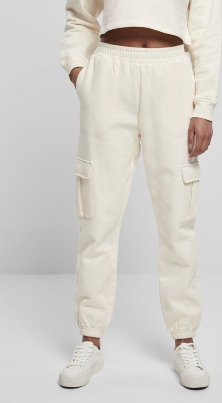 Urban Classics Dames joggingbroek- High Waist Cargo Creme