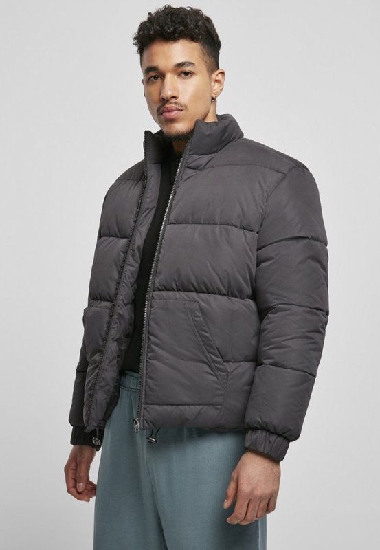 Urban Classics - Cropped Puffer Jas - Zwart - Heren - Gewatteerd