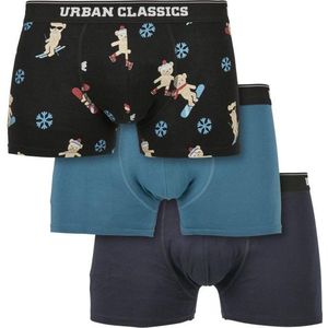Urban Classics - Boxershorts - Marineblauw - Set van 3 - Kerstmotief