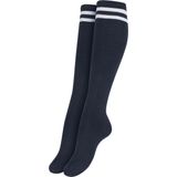 Urban Classics - Ladies College - Sokken - Blauw - 2-Pack, Kniehoge Lengte, 70% Katoen, 25% Polyester