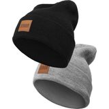 Urban Classics - Logopatch 2-pack Kinder beanie - Kids 122 - Zwart/Grijs