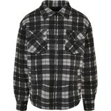 Urban Classics - Plaid Teddy Lined Shirt - Herenjas - Zwart/Wit