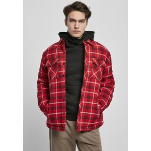 Urban Classics - Plaid Quilted Shirt Jacket   Rood/Zwart
