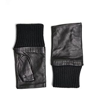 Urban Classics Unisex halve vinger synthetische lederen handschoenen handschoenen, zwart, S/M