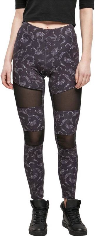 Urban Classics - Tech Mesh AOP blackpaisley Sportlegging - Zwart