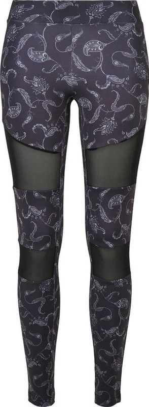 Urban Classics - Tech Mesh AOP blackpaisley Sportlegging - Zwart