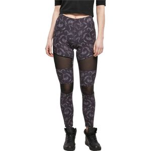 Urban Classics - Tech Mesh AOP blackpaisley Sportlegging - Zwart