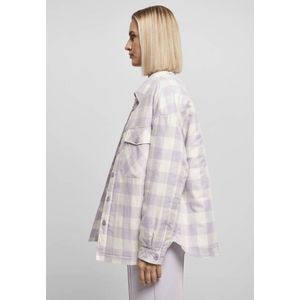 Urban Classics Damesjas Ladies flanel gewatteerd overhemd, hemdjas voor dames, in houthakkersruit, verkrijgbaar in vele kleurvarianten, maten XS - 5XL, whitesand/softlila, L
