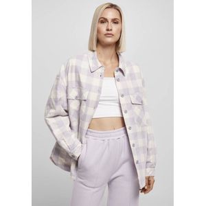 Urban Classics Damesjas Ladies flanel gewatteerd overhemd, hemdjas voor dames, in houthakkersruit, verkrijgbaar in vele kleurvarianten, maten XS - 5XL, whitesand/softlila, XL