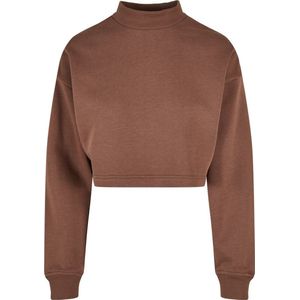 Urban Classics - Oversized Sweat High Neck Crew bark Crop Sweater/Trui - Bruin