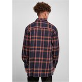 Urban Classics - Heavy Long Oversized Checked - Overhemd - Blauw/Oranje