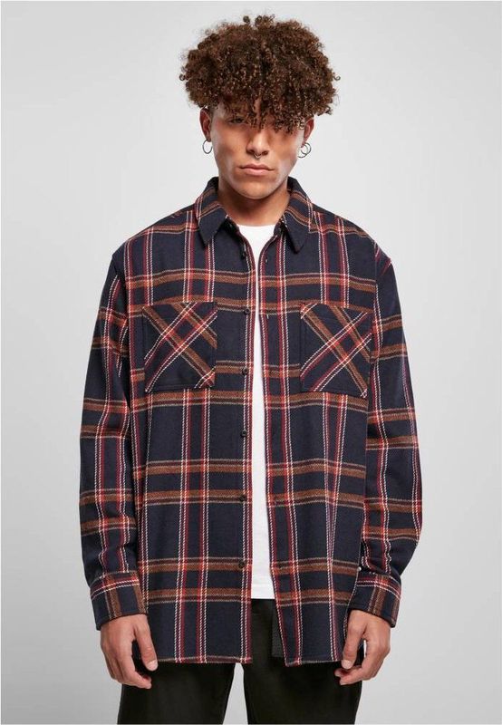 Urban Classics - Heavy Long Oversized Checked - Overhemd - Blauw/Oranje
