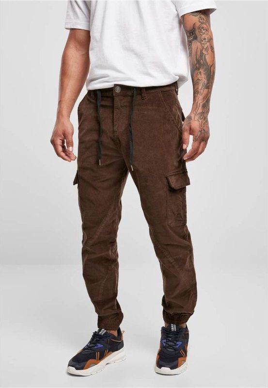 Urban Classics - Cargobroek - Groen - Stretch Corduroy