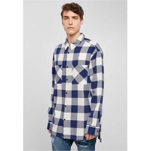 Urban Classics - Long Oversized Checked Overhemd - Blauw/Creme - Katoen