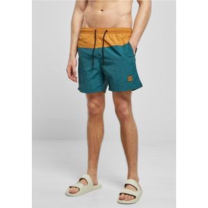 Urban Classics - Block - Zwemshort - Donkergrijs/Rood - Sneldrogend Materiaal