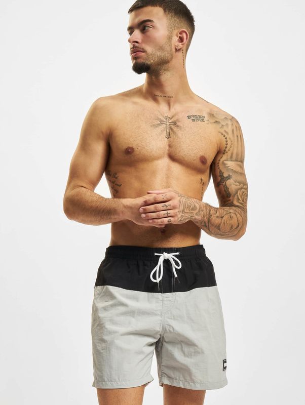 Urban Classics - Blokshorts - Sneldrogende Zwembroek - Lichtgrijs/Zwart - XL