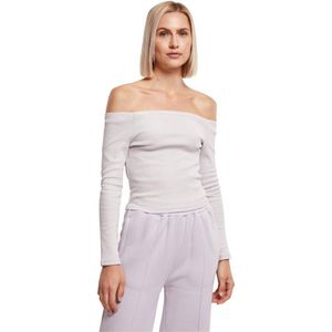 Urban Classics - Off shoulder Rib Longsleeve top - Paars