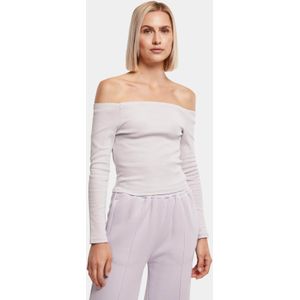 Urban Classics - Off shoulder Rib Longsleeve top Paars