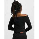 Urban Classics - Off shoulder Rib Longsleeve top - Zwart