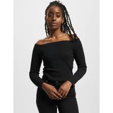 Urban Classics - Off shoulder Rib Longsleeve top - Zwart