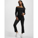 Urban Classics - Off shoulder Rib Longsleeve top - Zwart