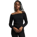 Urban Classics - Off shoulder Rib Longsleeve top - Zwart