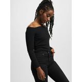Urban Classics - Off shoulder Rib Longsleeve top - Zwart