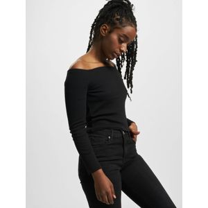 Urban Classics - Off shoulder Rib Longsleeve top - Zwart
