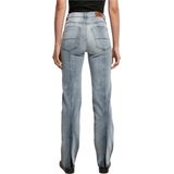 Urban Classics Damen Ladies High Waist Straight Slit Denim Pants Tintedlightbluewashed