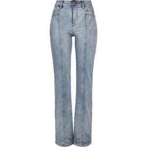 Urban Classics Damen Ladies High Waist Straight Slit Denim Pants Tintedlightbluewashed